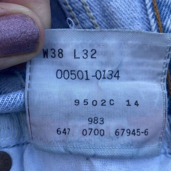 VTG Levis 501 Jeans 38x32 Blue Button Fly Straight Original Denim Mexico - Picture 8 of 10